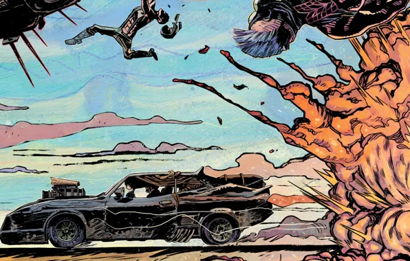 Car, auto, the explosion, supercharger, auto, art, 1973, Mad Max