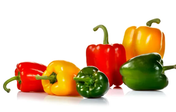 White background, pepper, vegetables