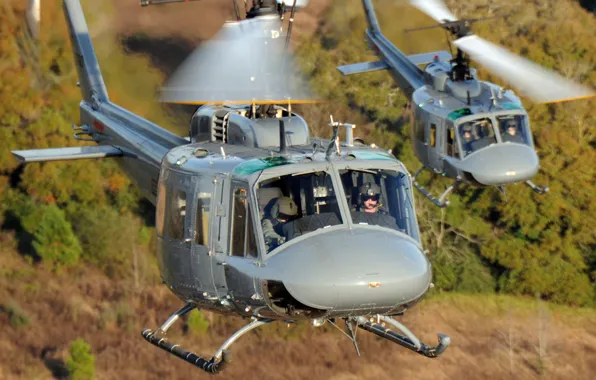 Pair, USA, UH-1, Mohawk, Huey, Bell Helicopter Textron, American multi-purpose helicopter