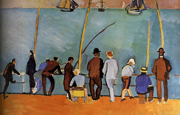 Ship, fisherman, France, rod, 1908, Huile sur Toile, Raoul Dufy, Collection ParticuliKre