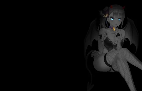 Girl, the dark background, anime, corset, anime, monochrome, monochrome, dark background