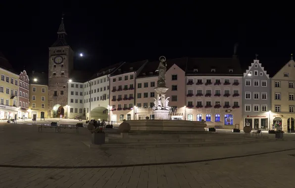 Night, lights, tower, home, Germany, Bayern, area, panorama
