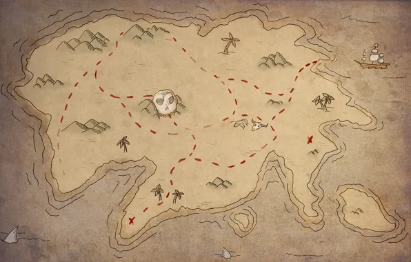 Island, map, treasure, treasure
