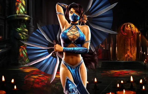 Sexy, candles, blade, fan, mortal Kombat, mortal kombat, Kitana, Kitana