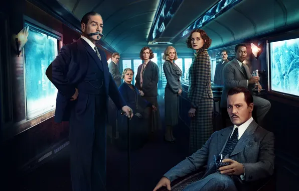 Picture Johnny Depp, train, the car, Johnny Depp, actors, detective, Penelope Cruz, characters