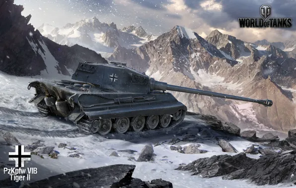 Winter, snow, mountains, Germany, art, tank, tanks, WoT