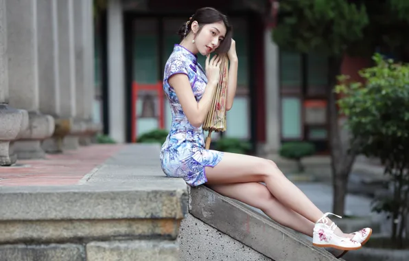 Picture legs, dress, Asian