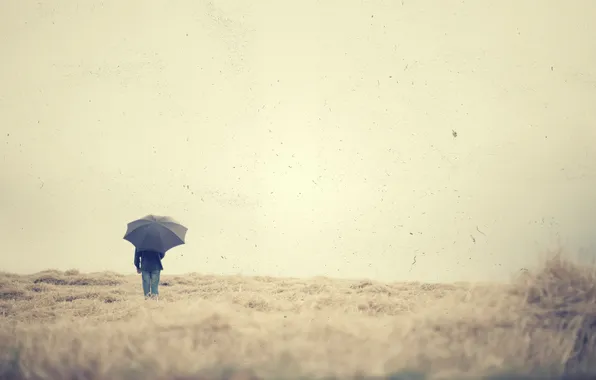 Picture field, the sky, umbrella, male
