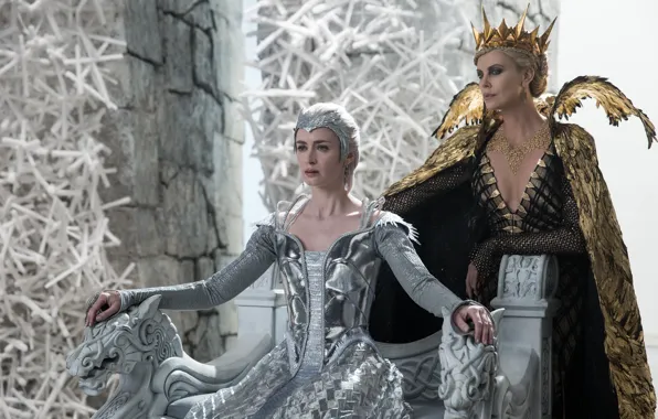 Picture Charlize Theron, crown, fantasy, Charlize Theron, the throne, Emily Blunt, Emily Blunt, Ravenna