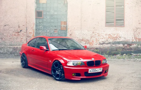 Wall, BMW, red, e46