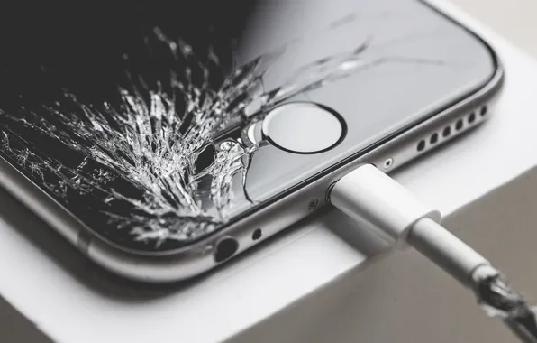 Picture iphone, charging, screen, broke