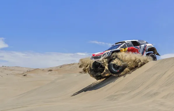 Sand, Auto, Sport, Machine, Speed, Race, Peugeot, Red Bull