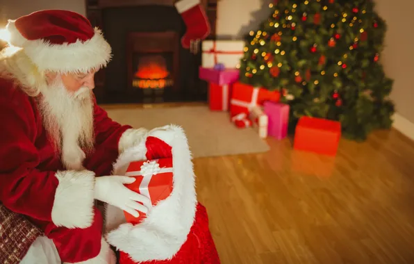 Decoration, tree, New Year, Christmas, gifts, Santa Claus, happy, Santa Claus