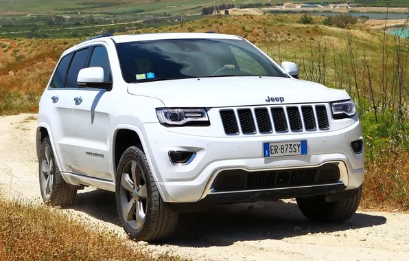 White, background, Jeep, the front, Jeep, Grand Cherokee, Grand Cheroke, Overland