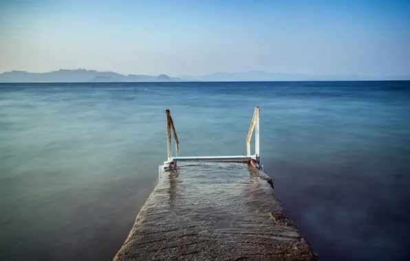 Sea, the sky, landscape, railings
