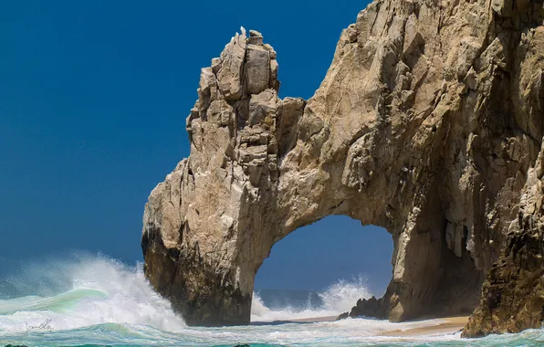 Picture sea, wave, rock, arch