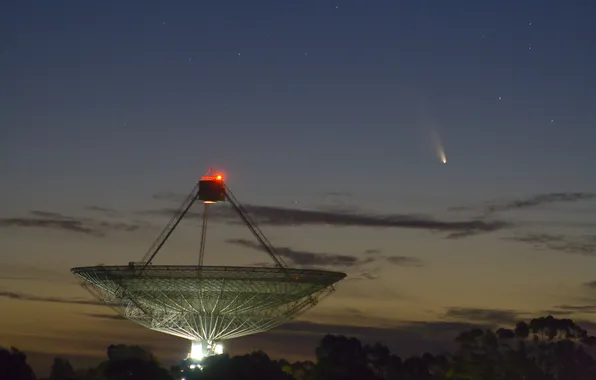 The sky, lights, comet, telescope