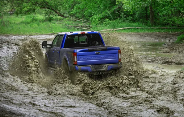 Picture blue, Ford, dirt, pickup, Super Duty, F-250, Tremor, 2020