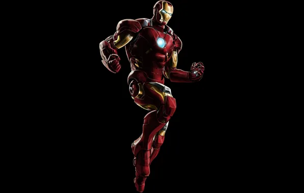 Metal, red, armor, Iron Man, pose, suit, uniform