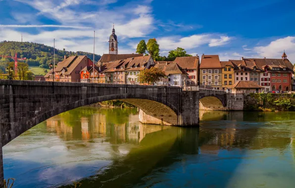 Picture bridge, river, building, home, Germany, Germany, Baden-Württemberg, Baden-Württemberg