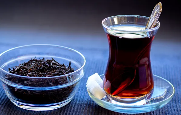 Glass, glass, tea, glass, spoon, the tea party, sugar, bowl