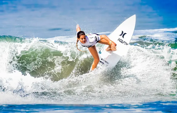 Girl, the ocean, wave, Board, surfing