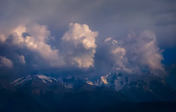 Picture clouds, mountains, beauty, haze, the Majesty of nature, Elina Magalimova, Harmony of the evening