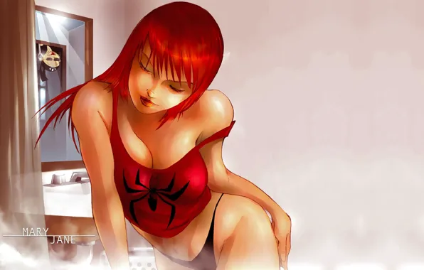 Girl, art, red, comic, character, marvel, Marvel Comics, Spider-Man