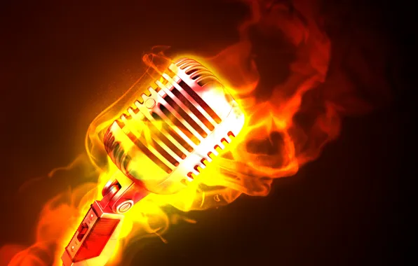 Fire, flame, microphone
