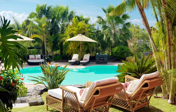Sofa, pool, chairs, sunbeds, stand, Palma., pools