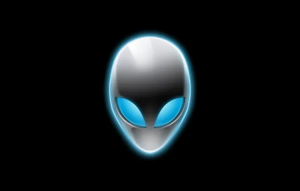 Logo, alien, black background, Alienware, the head of the alien