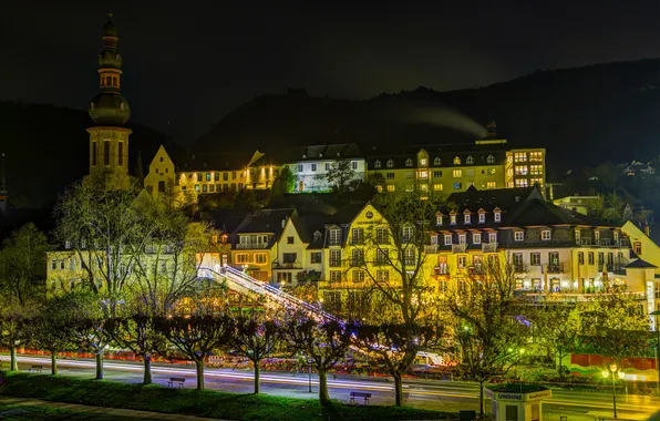 Road, night, the city, photo, home, Germany, Cochem