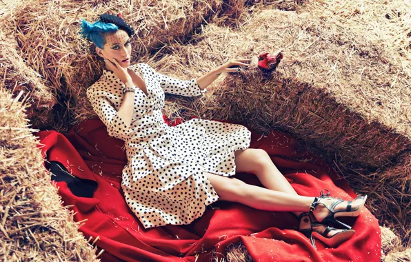 Dress, hay, Katy Perry, singer, photoshoot
