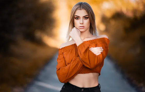 Look, sexy, model, portrait, jeans, makeup, hairstyle, blonde
