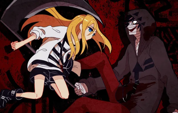 Girl, smile, braid, guy, Angel bloodshed, Satsuriku no Tenshi