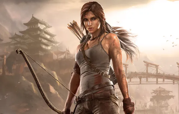 Look, girl, hair, bow, Tomb Raider, Lara Croft, Lara Croft