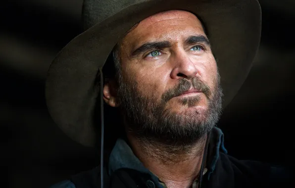 Portrait, frame, hat, shirt, cowboy, beard, Western, Joaquin Phoenix