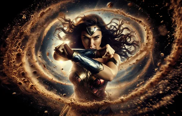 Brunette, art, costume, beauty, Wonder Woman, comic, DC Comics, Gal Gadot