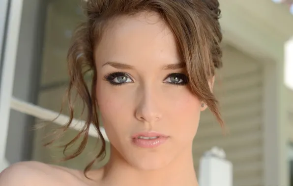 Wallpaper Green Eyes Long Hair Brown Hair Beautiful Pretty Face Malena Morgan For Mobile 2495