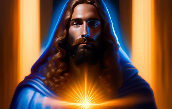 Picture Jesus, Look, Hair, Male, Religion, Jesus Christ, Front, Digital art