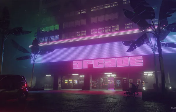 Music, Style, Background, City, 80s, Render, Style, Night