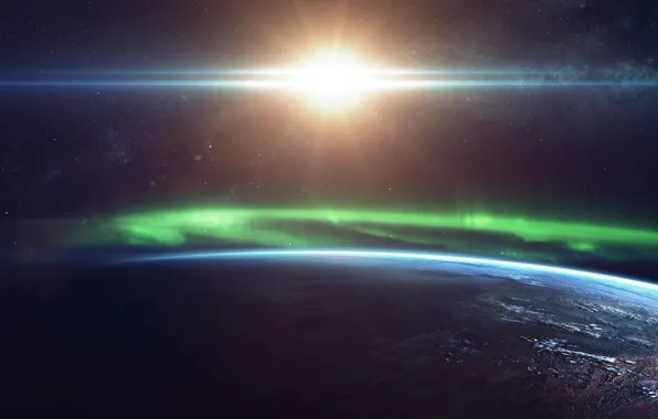 Picture The sun, Planet, Space, Light, Earth, Northern lights, Light, Lights