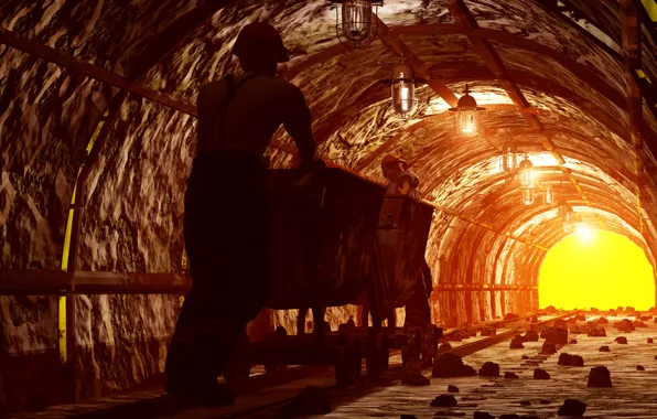 Picture tunnel, mining, worker