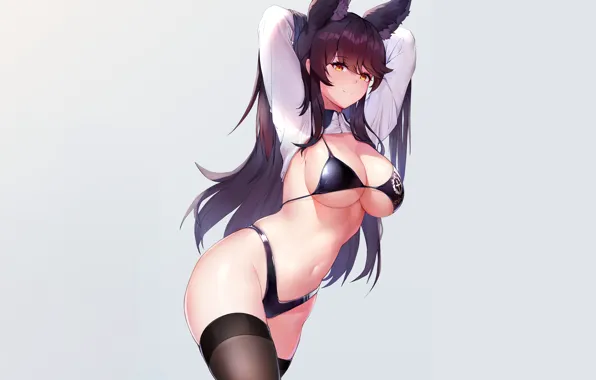 Girl, sexy, cleavage, thighhighs, long hair, boobs, anime, beautiful