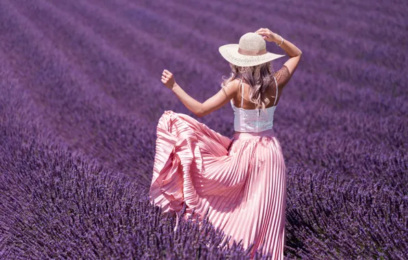 Field, summer, girl, light, joy, flowers, pose, mood