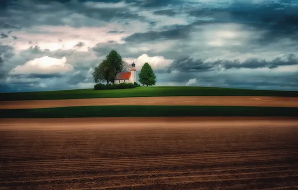 Picture field, the sky, temple