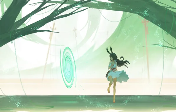 Girl, trees, fiction, the portal, ears