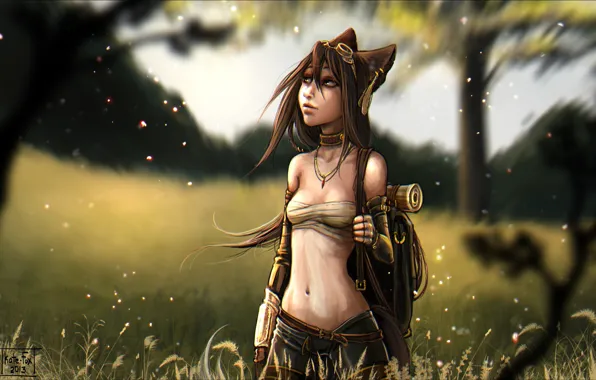 Nature, girl, backpack, Katrin, kitsune, Kate-FoX