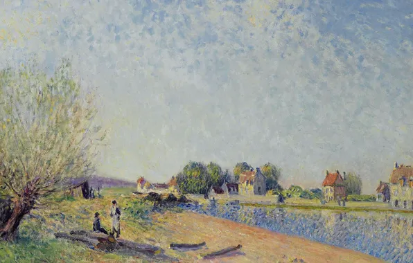 Wallpaper home, picture, Alfred Sisley, Channel Luena in Saint-Mames, Alfred Sisley, river, landscape