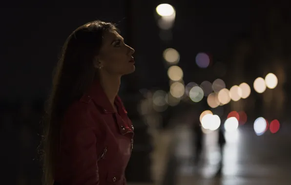 Face, model, the evening, lipstick, jacket, profile, Daniela